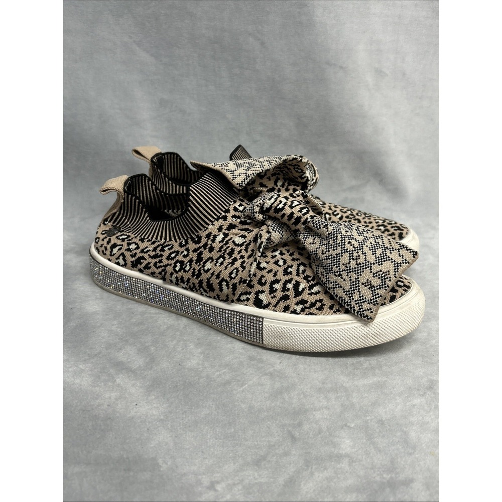 Bernie Mev Shoes‎ Leopard Animal Print Size 39 US 8 Woven Slip On Bling Bows